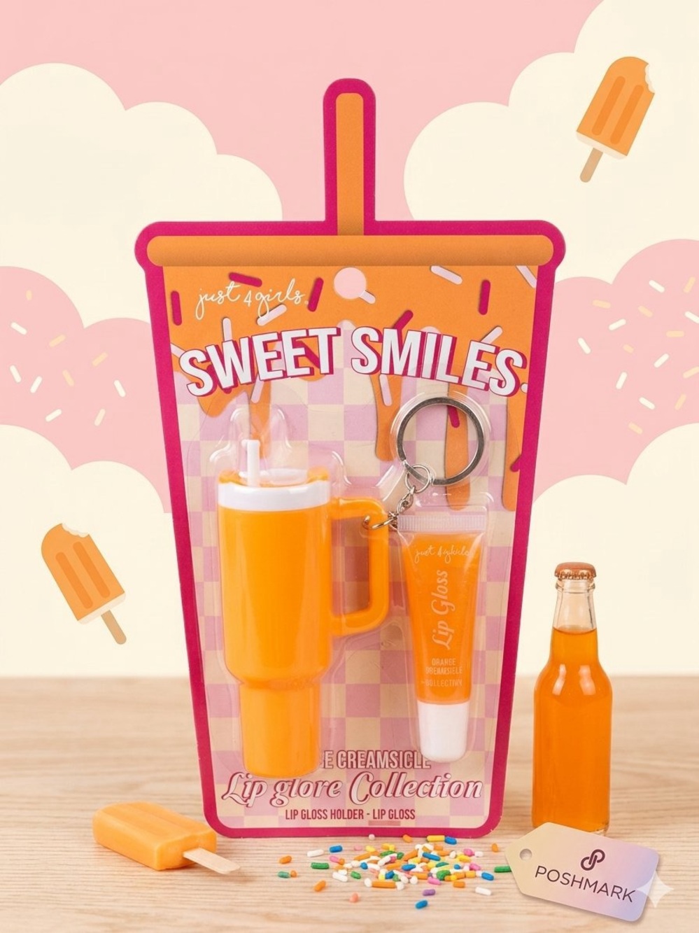 Sweet Smiles Orange Creamsicle Lip Gloss Keychain Set